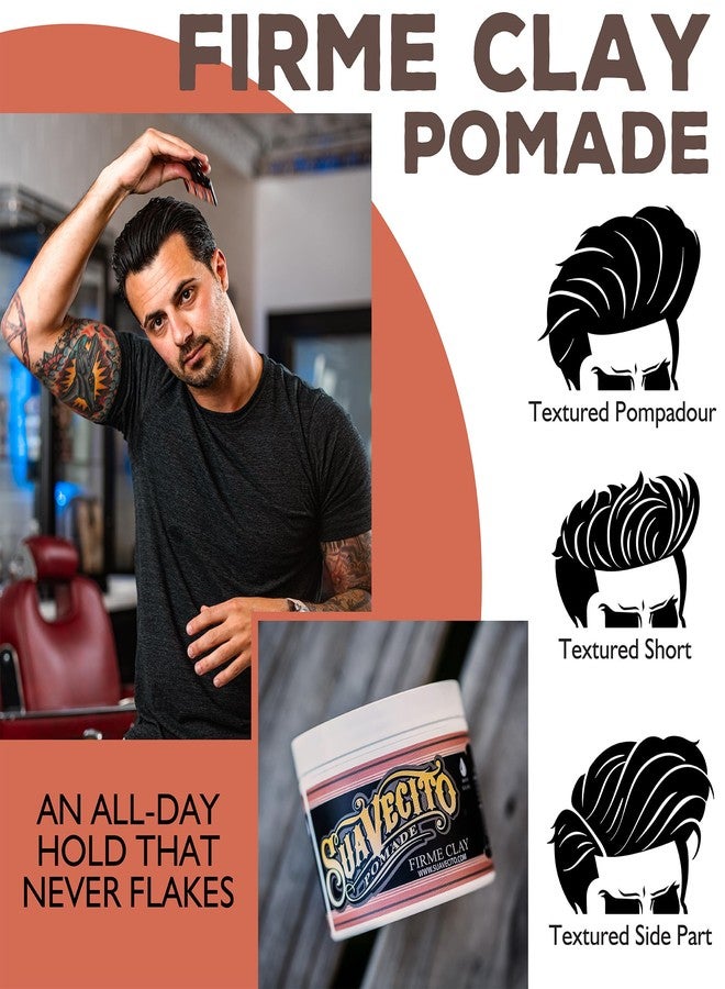 Suavecito Pomade Firme Clay 4 oz, 2 Pack - Strong Hold Hair Clay For Men - Low Shine Matte Hair Clay Pomade For Natural Texture Hairstyles - Image 4